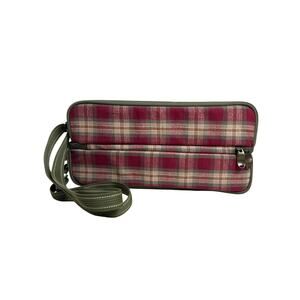 NWT Longaberger Homestead Plastic Wine Cups Plaid Crossbody Bag